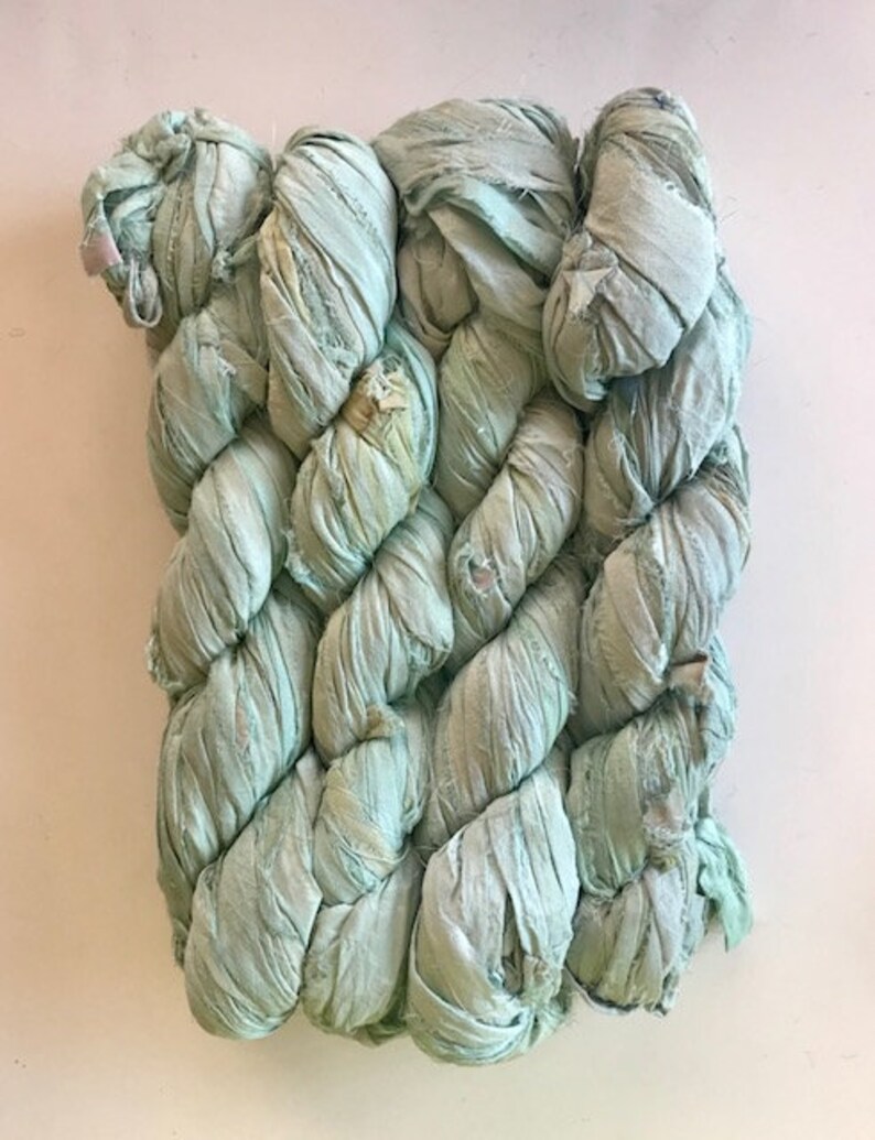 10 yards Recycled Sari Silk Ribbon Yarn embellishment Brown for tassels