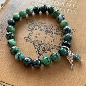Ruby Zoisite Gemstone Bracelet - Ruby Zoisite Stretch Yoga Bracelet - Ruby Zoisite Jewelry