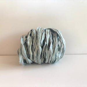 Recycled Blue Sari Silk - Sari Silk Ribbon Yardage - Light Blue Sari Ribbon - 10 Yds Mixed Media Ribbon