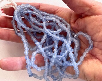 Blue Glass Bead Strands - (5) Frosted Baby Blue Glass Strands - Beading Supplies