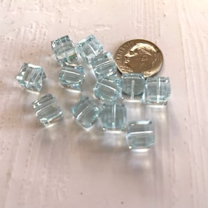 Light Blue Swarovski Crystal Cubes - (12) 8mm Light Blue Swarovski Crystal Cubes - Beading Supplies