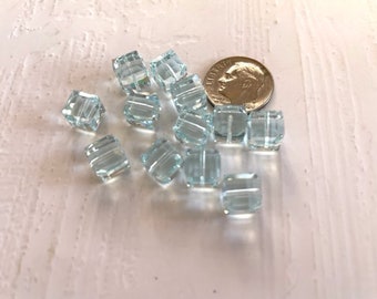 Light Blue Swarovski Crystal Cubes - (12) 8mm Light Blue Swarovski Crystal Cubes - Beading Supplies