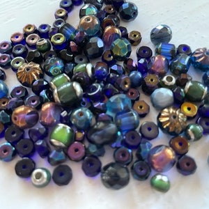 Blue Glass Bead Mix - Loose Glass Beads - Beading Supplies - Jewelry Making