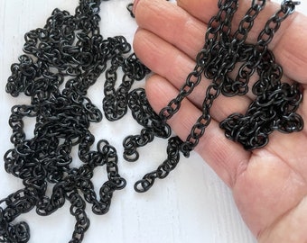 Black Link Chain Lot - (3) 35" Pieces 8mm Black Link Chain - Jewelry Making Supplies