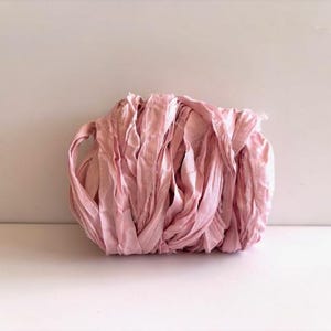 Silk Sari Ribbon - Recycled Sari Silk Ribbon - Pink, 10 Yds Mixed Media Ribbon