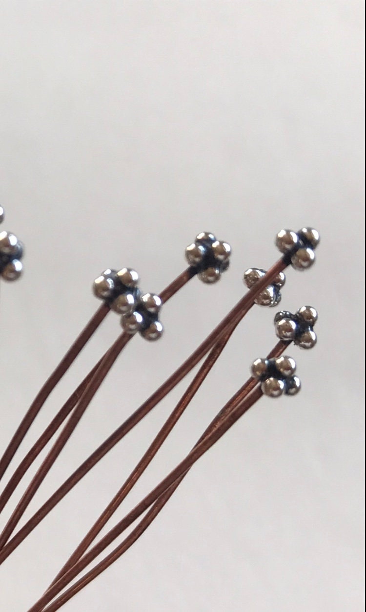 Copper & Sterling Head Pins 2.5 Jewelry Head Pins 12 Etsy