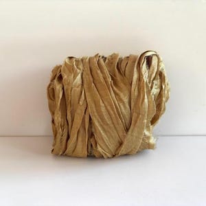 Sari Seidenband - Recycelte Sari Seidenband - Khaki Sari Band, 10 Meter