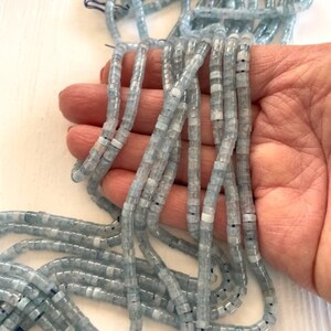 Aquamarin Scheiben Perlen 2 x 4 mm - Aquamarin Edelstein Heishe Bead Strang - Schmuckzubehör