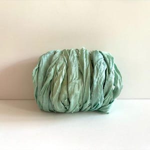 Sari Silk Ribbon - Recycled Sari Silk Ribbon - Seafoam Green, 10 Yards Sari Fabric Ribbon
