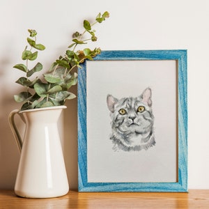 Custom Hand Painted Watercolor Cat Portrait, Personalized Kitten Painting from Your Photo, Customizable Artwork Gift, Pet Memorial Drawing