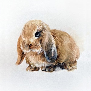 Custom Hand-Painted Watercolor Rabbit Portrait, Personalized from Your Photo, Customized Bunny Painting, Pet Illustration, Rabbit Lover Gift