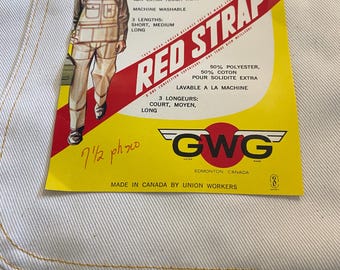 NOS 1970's GWG Red Strap Journeyman Carpenter Bib Coveralls