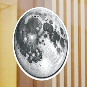 Moon Kiss-Cut Vinyl Decals, Celestial Sticker, Lunar Laptop Decal, Space Waterproof Sticker, Astrology Car Decal, Cool Lunar Decal