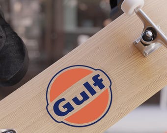 Retro Gulf Oil Logo Sticker |  Round Transparent Outdoor Sticker  |  Car Window Decal