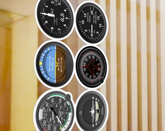 Aviation Theme Vinyl Decals, Airplane Instrument Panel Stickers, Pilot Gift, Aircraft Decor, Aviation Enthusiast Decor, Car Window Decal