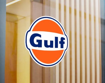 Retro Gulf Oil Racing Logo Vinyl Decal, Car Laptop Sticker