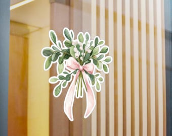 Christmas Mistletoe Decal, Holiday Window Sticker, Winter Car Decor