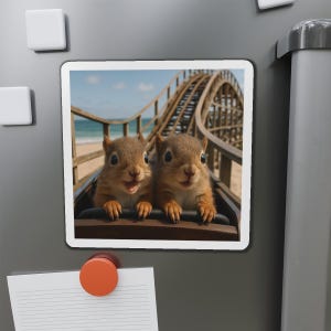 Magnets - Squirrels Roller Coaster Fridge Magnets, Fun Animal Decor, Whimsical Kitchen Accessories, Refrigerator Magnet, Squirrel Gift