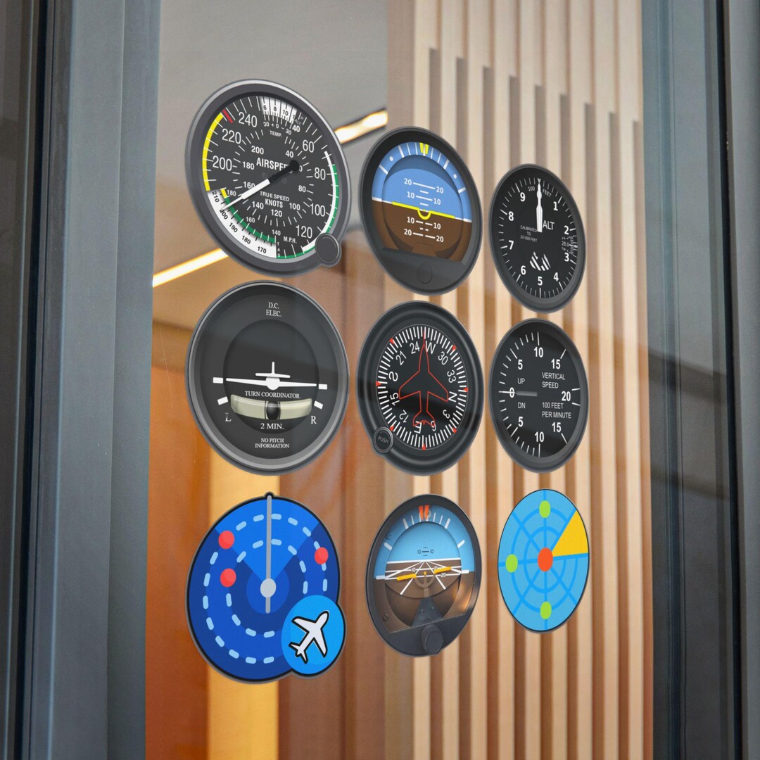 DTF Aviation Cockpit Gauge Decals | Aircraft Instrument Stickers ...