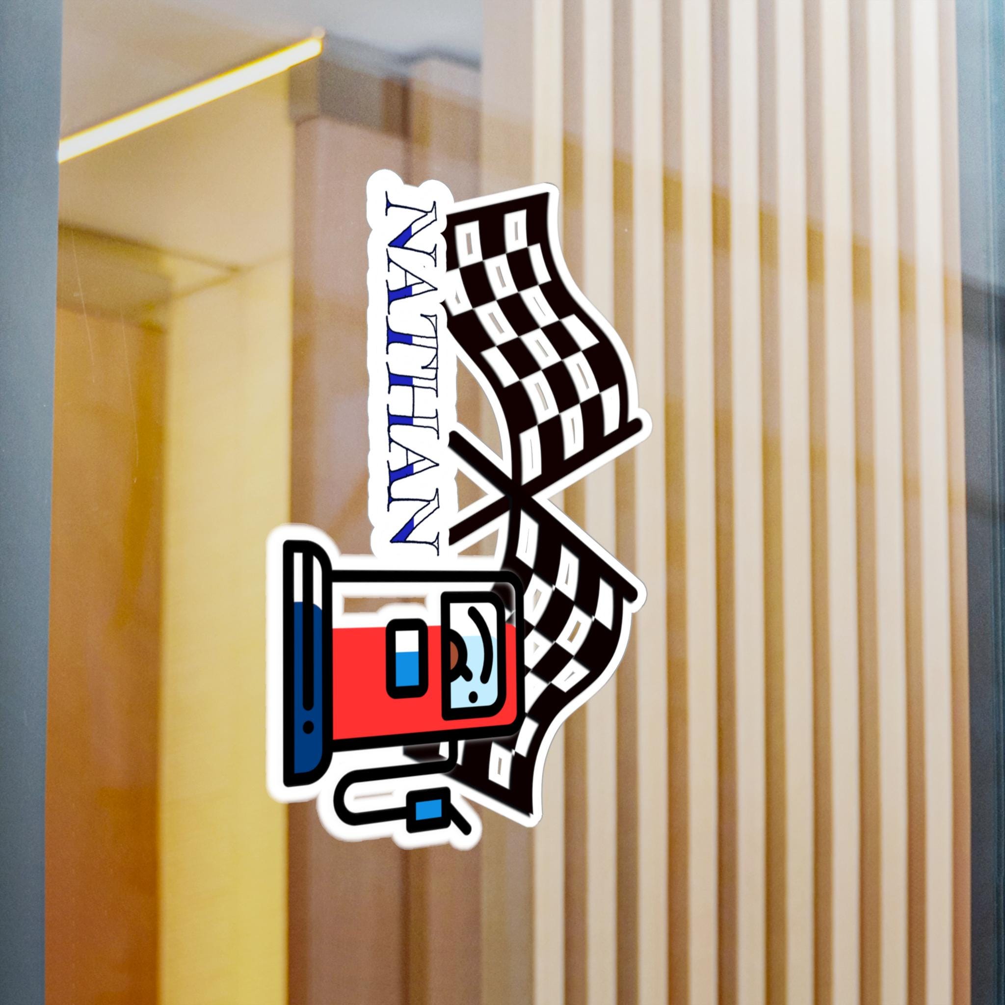 Racing Flag & Gas Pump Sticker | Waterproof Vinyl Decal - Etsy