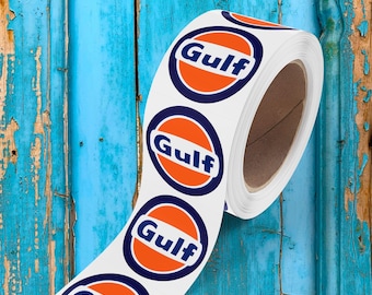 Retro Gulf Oil Logo Round Sticker Rolls | Label Stickers for Packaging & Branding