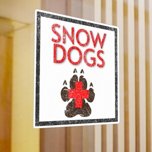 Vinyloverdrukplaatjesticker, lawine sneeuw honden, huisdier minnaar cadeau, auto sticker, laptop sticker, dierenliefhebber cadeau, skiresort sticker, sneeuw ski sticker