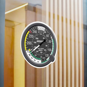 Airspeed Indicator Vinyl Decal - Aviation Decor, Airplane Sticker, Pilot Gift, Flight Instrument, Car Window