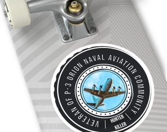 P 3 ORION NAVAL Air Round Stickers, Indoor\Outdoor | Member of P3 Community | Naval Aviation | Military gifts  | Car Decal  |  Laptop Decal