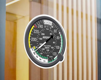 Airspeed Indicator Vinyl Decal - Aviation Decor, Airplane Sticker, Pilot Gift, Flight Instrument, Car Window