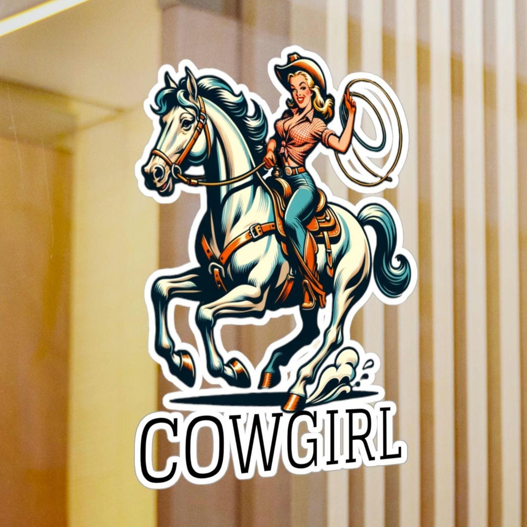 Cowgirl Retro Western Vinyl Decals, Stickers, Laptop Decal, Car Decal ...