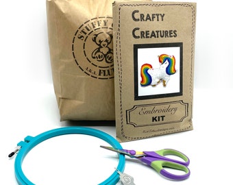 Crafty Creatures Deluxe Starter Hand Embroidery Kit, Sewing Pattern, DIY gift, Beginner Embroidery