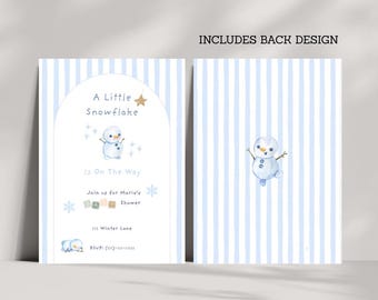 Editable Winter Baby Shower Invite | Snowman Baby Party | Digital Download | Mobile & Printable Design