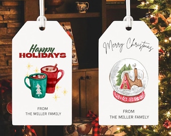 Editable Christmas Gift Tags, Customize with Canva. Includes 4 Unique Designs, Digital Download