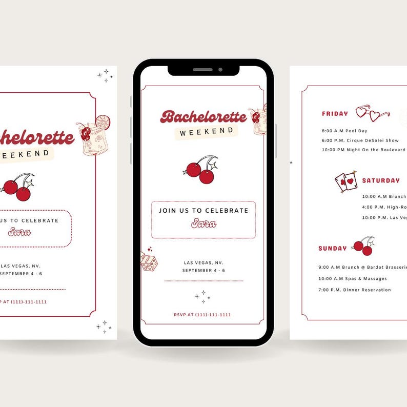 Las Vegas Bachelorette Party Invitation: Retro Vegas Theme, Printable & Mobile Canva Template image 5
