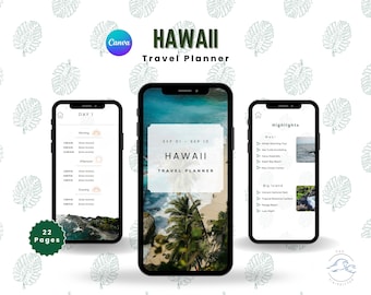 Hawaii Travel Itinerary | Fully Customizable Canva Template |  10-Day, Multi-Island Trip Planner | Digital Design