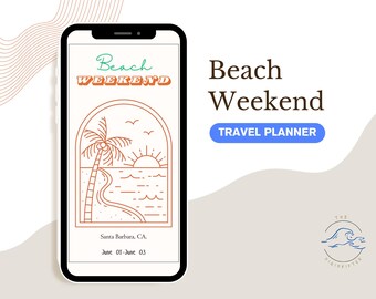 Beach Weekend Travel Planner: Customizable Mobile Itinerary (Canva Template)
