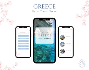 Greece Travel Itinerary | Digital Trip Planner | Custmoizable, Canva Travel Template