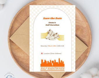 Printable Marathon Invitation | Fully Customizable, Canva Template | Save the Date Half-Marathon |