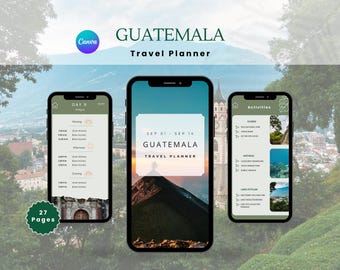 Guatemala Digital Travel Planner Template | Customizable Canva Itinerary |   Includes Daily Itinerary Pages,  Activities & More.