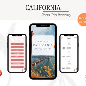 California Road Trip Planner: Mobile Canva Template (Digital Download)