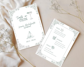 Tulum Bachelorette Party Invitation: Mobile & Printable Canva Template | includes Invites and Itinerary Pages