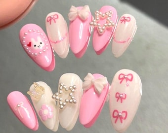 Pastel Pink Miffy Press On Nail Set