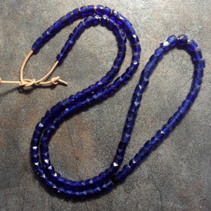 Long Strand of Dark Blue "Russian" Beads from the African Trade