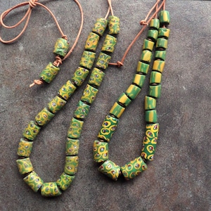Two Sets Antique Green Venetian Lamp Beads from the African Trade