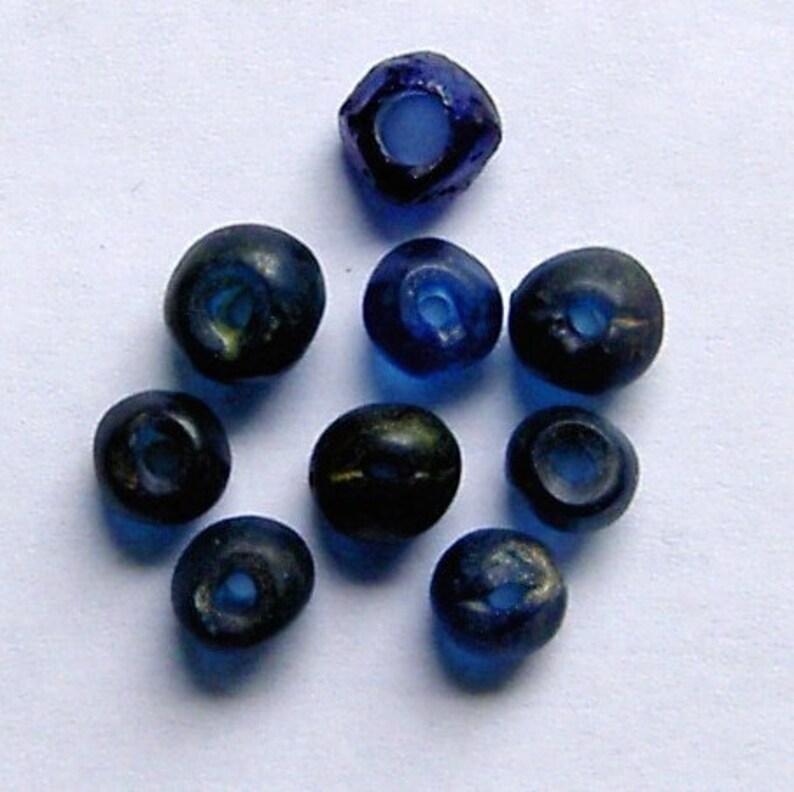 Medieval African Blue Folded Glass Beads Etsy