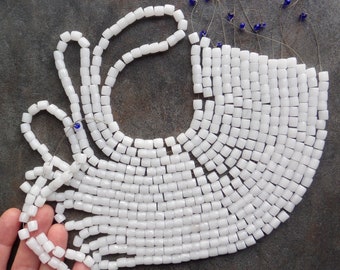 DESIGNER SPECIAL: Quarter Kilo Vintage 7mm Czech White Milk Glass in the style of "Russian" Trade Beads