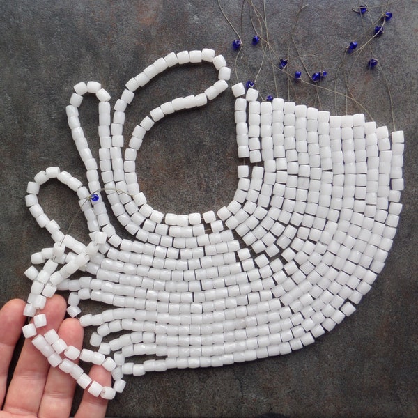 DESIGNER SPECIAL: Quarter Kilo Vintage 7mm Czech White Milk Glass in the style of "Russian" Trade Beads