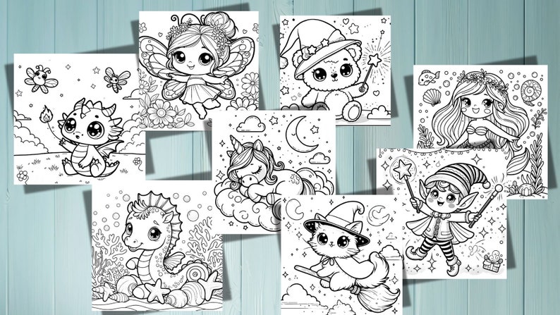 15 Cute Fantasy Coloring Pages for Kids, Dragons Coloring, Unicorns ...
