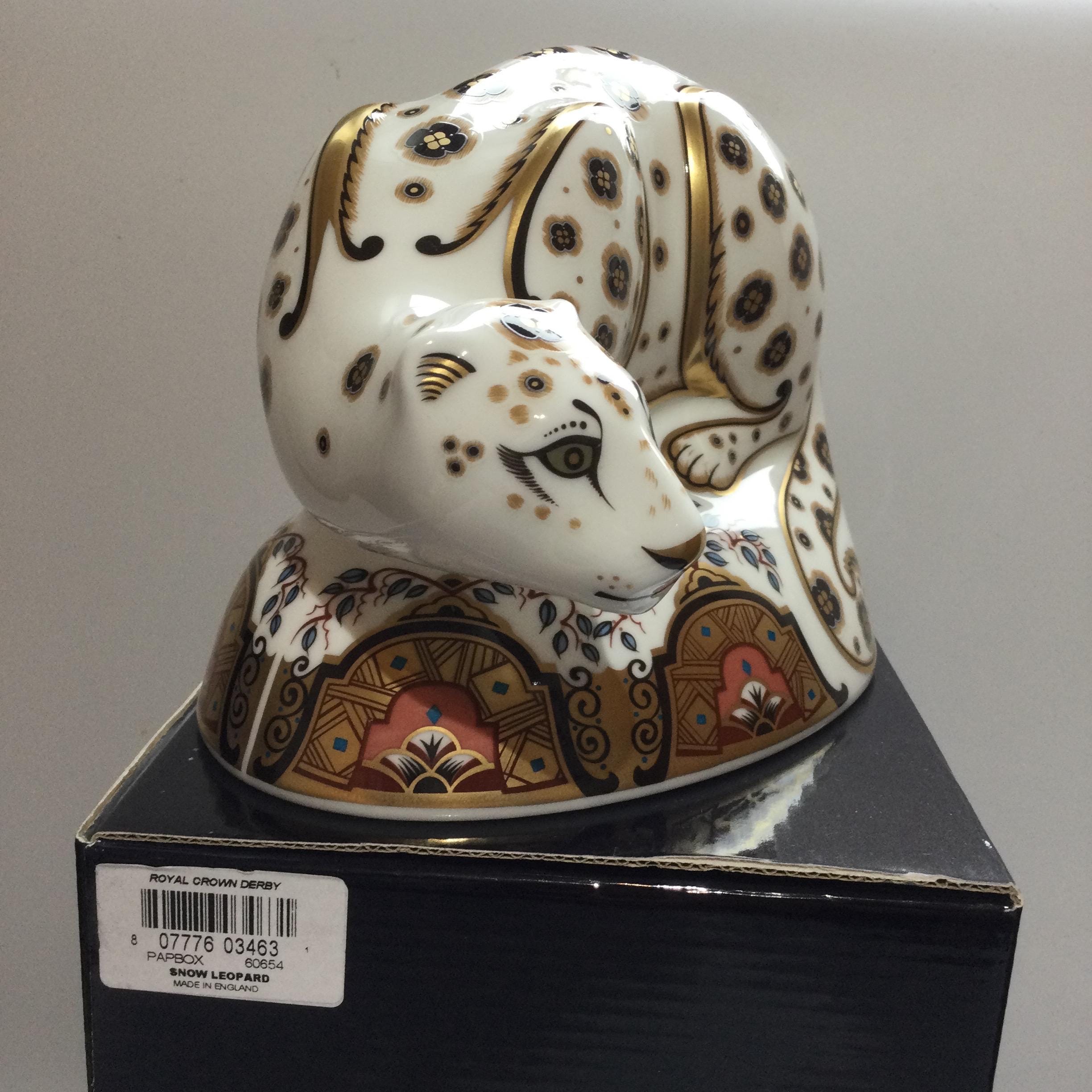 BOXED Royal Crown Derby SNOW LEOPARD Paperweight - Etsy