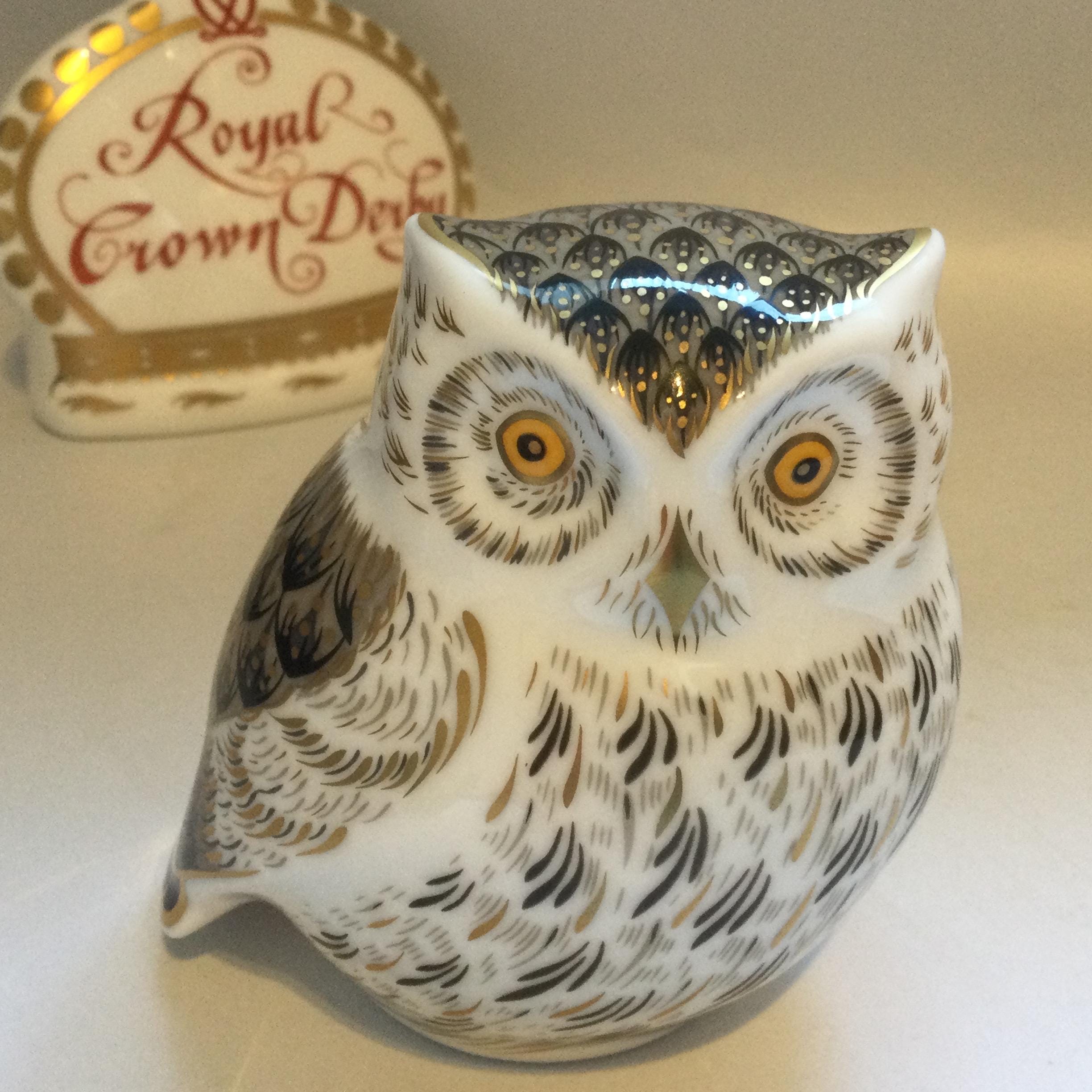Royal Crown Derby LITTLE GREY OWL Paperweight
